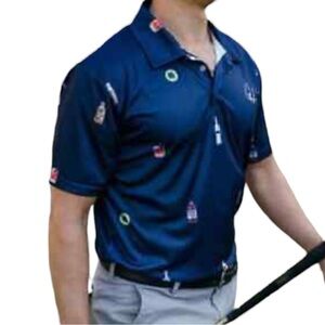 Gashouse Golf Transfusion Illusion Mixed Drinks Polo Shirt Navy Blue S